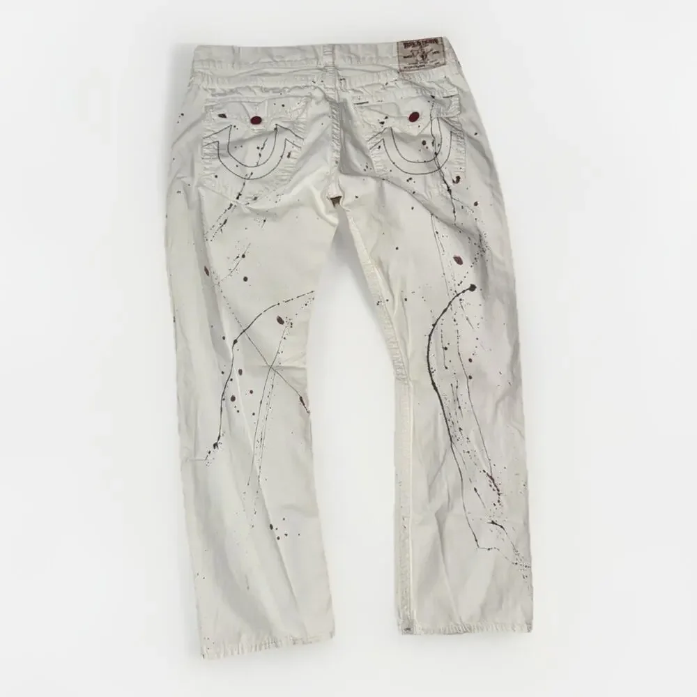 True Religion White Paint Splatter Jeans 40x33